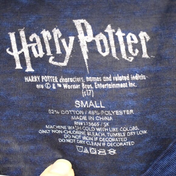 Harry Potter Shirt S Womens V Neck Short Sleeve Short Sleeve Blue Graphic Tee - Picture 4 of 7
